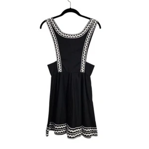 VINTAGE Handmade Kreis Rock Pullover Schürze Kleid schwarz weiß - Bild 1 von 7