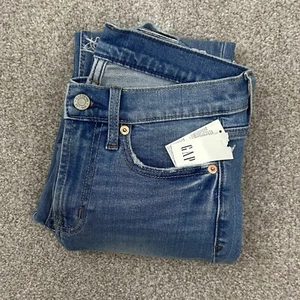 GAP Jeans Women’s Size 25-0R Vintage Slim Mid Rise Denim Jeans Raw Hem NEW - Picture 1 of 12