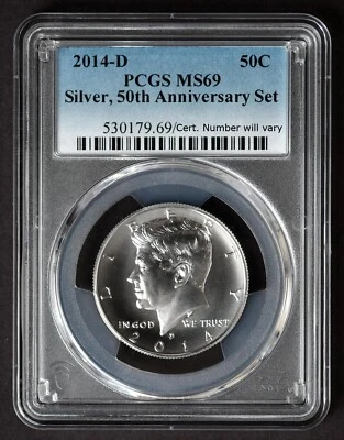 2014-D PCGS MS69 John F Kennedy JFK 50th Ann. Silver 50C MS 69 - Image 1 of 2