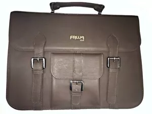 Fine Leather Briefcase Messenger Bag - 15” x 11” Adjustable Strap (dark brown) - Picture 1 of 4