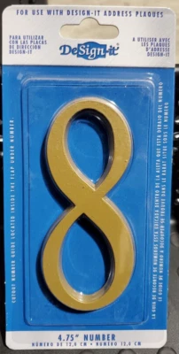 Placa/buzón de dirección premium No.8 - dorado/número latón satinado - 4,75" DeSign-It Foto 1 de 2