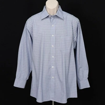 Camisa de vestir Michael Kors para hombre a cuadros 16,5 - 32/33 L grande azul a cuadros con botones Foto 1 de 4