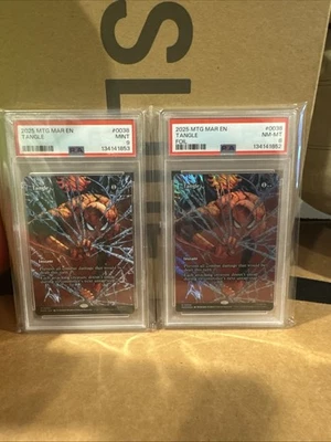 MTG Spider-Man - Tangle - Foil/Non Foil #0038 - PSA 8/9 Sequential Pair - Image 1 of 2