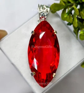 Best Quality 65+ Ct Red Topaz German Silver Solitaire Marquise Cut Gemstone - Picture 1 of 5