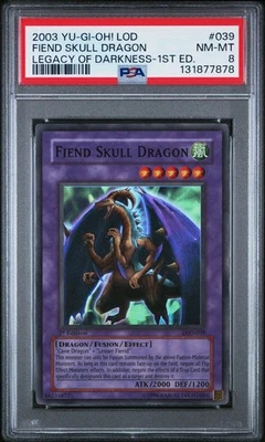 2003 Yu-Gi-Oh! Fiend Skull Dragon Legacy of Darkness LOD 1st Ed Super Rare PSA 8 - Image 1 of 2