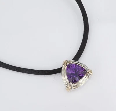 Diseñador Lorenz Colgante Potenciador Oro Esterlina 18k Amatista 17mm 16" CHS1980 Foto 1 de 4