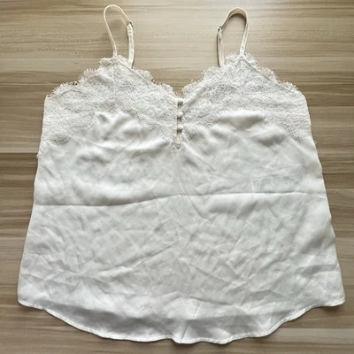 Abercrombie & Fitch S Ivory Satin Lace Camisole Cami Spaghetti Strap Tank READ - Image 1 of 4
