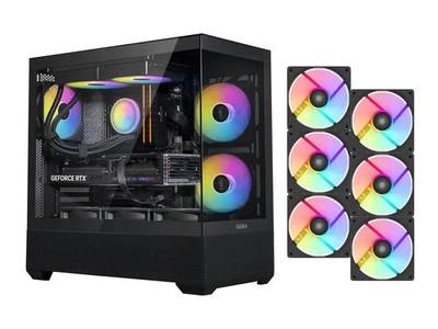 SAMA V40 Black ATX Mid Tower PC Case, 6 Pre-Installed 120mm ARGB PWM Fans, Dual - Image 1 of 4