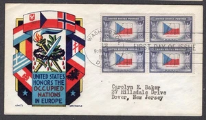 1943 überlaufene Länder Tschechoslowien (910) Blk/4 - Staehle KÖNIGE G/P WDC FDC 413 - Bild 1 von 1