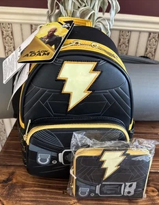 Loungefly DC comics lights up! Black Adam backpack & wallet - Black/Yellow - Picture 1 of 1