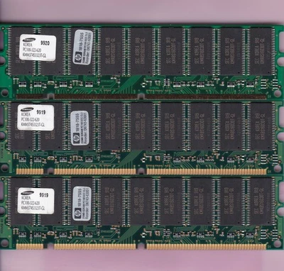 768MB 3x256MB SAMSUNG PC100 KMM374S3323T-GL PC-100 HP 1818-7555 ECC Ram Kit 3.3V - Image 1 of 2