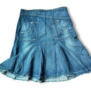 Falda Denim Y2K Suave Grunge Coqueta Tiro Medio Azul Envejecido Años 2000 Mall Goth - Imagen 1 de 4