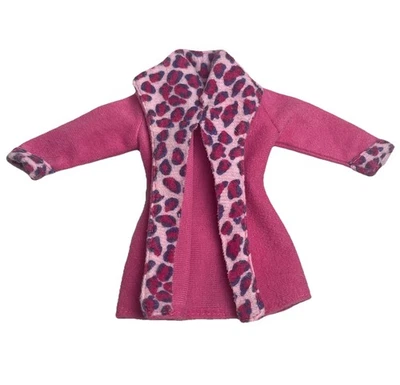 Barbie Vintage Leopard Coat Robe Fashion Avenue Pink Purple 1990s Doll Clothes - Image 1 of 4