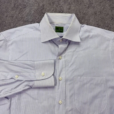 Sid Mashburn Dress Shirt Men 15.5 35 Blue White Striped *Broken Button — 第 1/4 张图片