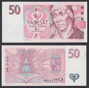 Czech Republic Czechia 50 korun 1994 St. Agnes of Bohemia P11 Prefix B66 UNC - Picture 1 of 9