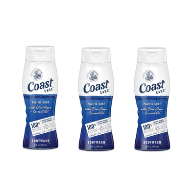 Coast Pacific Surf沐浴露蓝色藻类和椰子油18盎司-3瓶装 — 第 1/2 张图片
