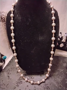 Perlenkette Sterlingsilber und 14kt Gold 34 cm lang - Bild 1 von 7
