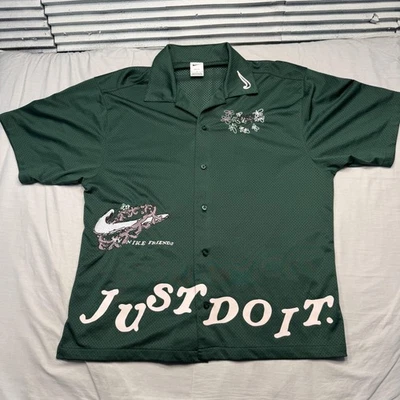 Nike Shirt Mens Large Green Dri-FIT Nike Friends Just Do It Button Swoosh Tech - Image 1 of 4