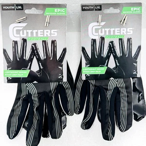2 PAAR, Cutter Fußball, EPIC Empfänger Handschuhe Jugend L/XL - Sticky Grip Handfläche - Bild 1 von 3