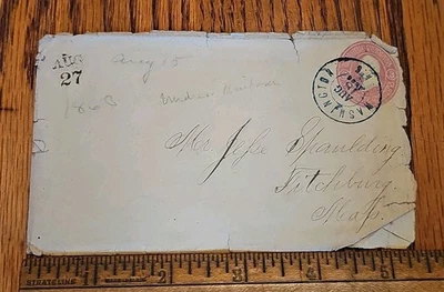 1860's USPS 3-Cent Pink Scott #65 Pre-Stamped Envelope Washington DC - Image 1 of 4