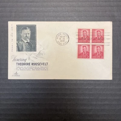 1949 FDC Art Craft Canal Zone Panama CZ138 Roosevelt 2c block of 4 unaddressed - Image 1 of 3