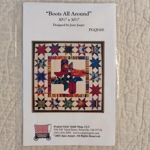 Cowboy Boots Patchwork Quilt Pattern 30x30" Western Southwestern Boots & Stars - Picture 1 of 14