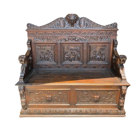 Antique Bench,  Nice Wood Carvings, Continental Bench, Hallway, 1800s!! Cover