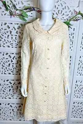 Vestido vintage Montgomery Ward para mujer con cuello superpuesto de encaje melocotón Foto 1 de 4