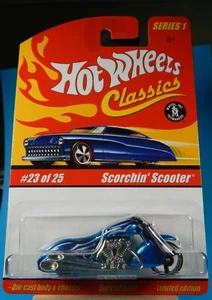 2005 Hot Wheels Classics Series 1 Scorchin' Scooter Spectra-flame Blue #23/25  - Picture 1 of 1