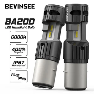 2x BA20D H6 LED Motorbike Scooter Headlight Bulb 6000LM Hi/Lo Beam Moped ATV UTV - Picture 1 of 11