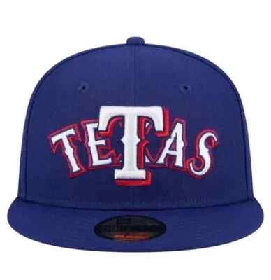 Texas TETAS Rangers Banned New Royal Era Cap Viral 59Fifty Overlap Fitted Hat