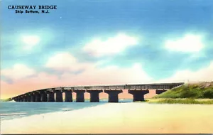 FONDO NAVE, NEW JERSEY - PONTE DELLE CAUSE - CARTOLINA D'EPOCA IN LINO TICHNOR - Foto 1 di 2