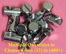 Cross Dowels / Barrel Nuts 1/4-20 16mm x 10mm Off-Center Zinc Sloted Steel CNC