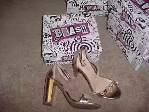 GIRLS WOMEN'S HEEL SHOES BRASH HOUSTON ROSE GOLD NEW SANDALS SIZE 9 1/2 PROM - Picture 1 of 5