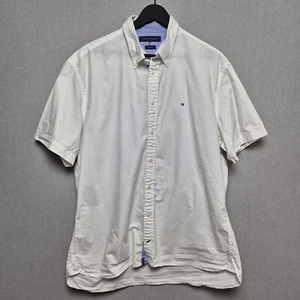 Tommy Hilfiger Shirt Mens Size XL White Cotton Custom Fit Short Sleeve Summer - Picture 1 of 8