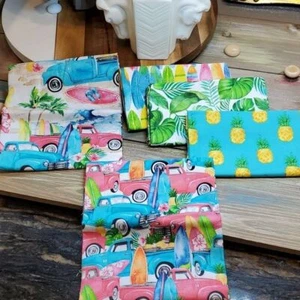 Fabric Bundle of 5 FQ's, 100% Cotton, Vacay Island, Tropical Fun Surfing Islands - Picture 1 of 5