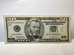 Series 1996 US Fifty Dollar Bill Note $50 Atlanta AF 87169105 A - Picture 1 of 2