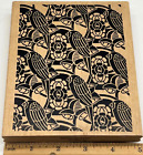 Parrot Birds Flowers X Large Repeat Background Rubber Stamp By Love You To Bits