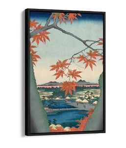 UTAGAWA HIROSHIGE, MAPLE TREES AT MAMA -FLOAT EFFECT CANVAS WALL ART PRINT - Picture 1 of 12