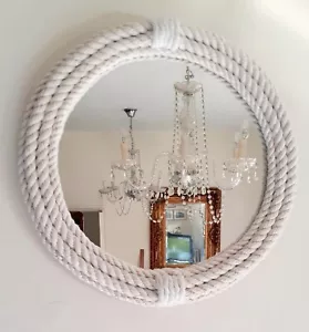 White Rope Circle mirror 13 Inch Diameter New item Handcrafted - Picture 1 of 4