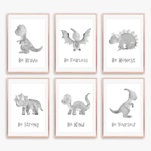 Dinosaurier Wandbilder Kinder Jungen Schlafzimmer Poster Bilder Kinderzimmer Deko - Bild 1 von 9
