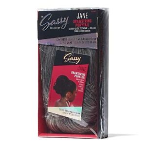 Sassy Collection Salt Pepper Gray JANE Drawstring Ponytail 9" Extension
