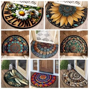 Rutsch fest Halbrunde Fuß matte Boho Tür matte Eingangs-Matte Indoor Outdoor - Bild 1 von 8