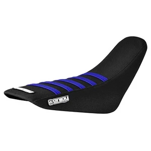2013 - 2018 HONDA CRF 110 gripper seat cover all BLACK with BLUE ribs #72 - Foto 1 di 5