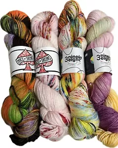 Hand Dyed Yarn. Bundle If 4 , 100 Gram Skeins. Mace Of Skeins & 398 Fiber Co - Picture 1 of 10