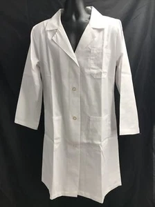 Natural Uniforms Unisex Long Sleeve Solid White Button Up Collared Lab Coat Sz L - Picture 1 of 12