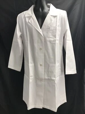 Natural Uniforms Unisex Long Sleeve Solid White Button Up Collared Lab Coat Sz L - Image 1 of 4
