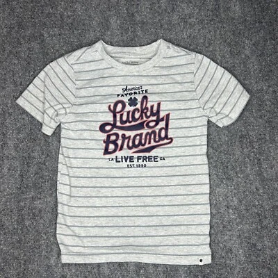 Camiseta para niños Lucky Brand talla 6 corte trébol a rayas naranja gris Foto 1 de 4