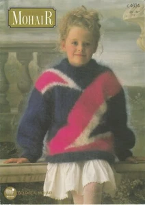 Knitting Pattern Sirdar Mohair C4634 Children's Sweater Sizes 28"-34" Girl - Picture 1 of 1