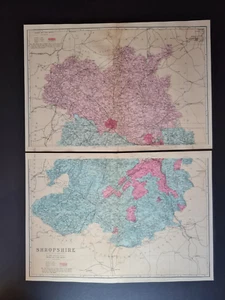 Antique 1881 maps - Shropshire - Shrewsbury - Bacon / Weller - Picture 1 of 16